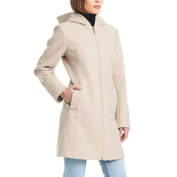 NWT Vince Camuto Ladies' Hooded Full-Zip Jacket, Tan (Oatmeal) - Picture 3 of 11